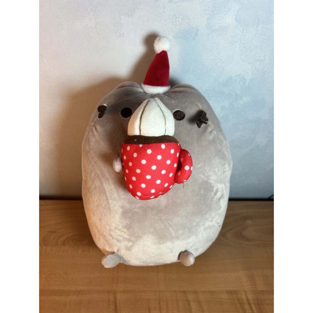 Hot Cocoa Pusheen with Santa Hat Whipped Cream Rare Discontinued 9”